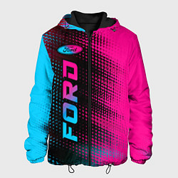 Куртка с капюшоном мужская Ford - neon gradient: по-вертикали, цвет: 3D-черный