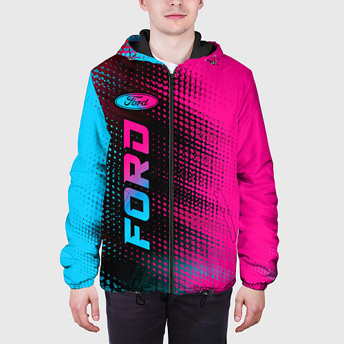 Мужская куртка Ford - neon gradient: по-вертикали / 3D-Черный – фото 3