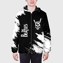 Куртка с капюшоном мужская The Beatles и рок символ на темном фоне, цвет: 3D-черный — фото 2