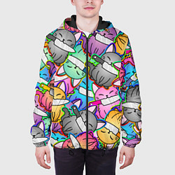 Куртка с капюшоном мужская Перенаселение котиков, цвет: 3D-черный — фото 2