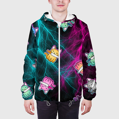 Мужская куртка Котики и стихия / 3D-Белый – фото 3