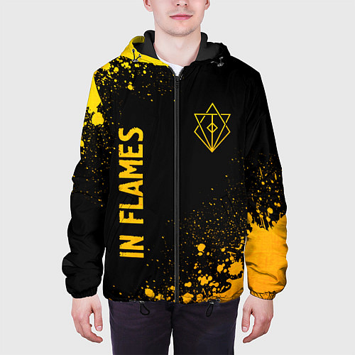 Мужская куртка In Flames - gold gradient: надпись, символ / 3D-Черный – фото 3