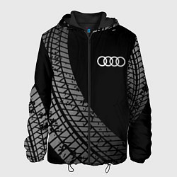 Куртка с капюшоном мужская Audi tire tracks, цвет: 3D-черный