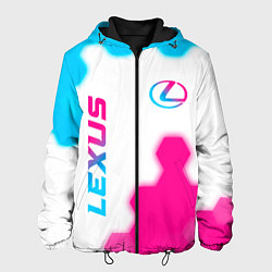 Куртка с капюшоном мужская Lexus neon gradient style: надпись, символ, цвет: 3D-черный