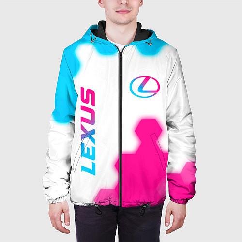 Мужская куртка Lexus neon gradient style: надпись, символ / 3D-Черный – фото 3