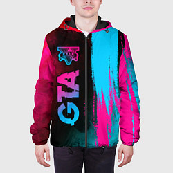 Куртка с капюшоном мужская GTA - neon gradient: по-вертикали, цвет: 3D-черный — фото 2