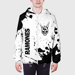 Куртка с капюшоном мужская Ramones и рок символ на светлом фоне, цвет: 3D-белый — фото 2