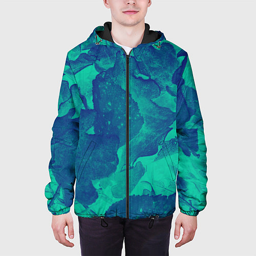 Мужская куртка Листья сине-зелёный / 3D-Черный – фото 3