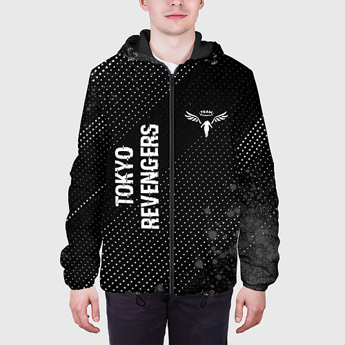 Мужская куртка Tokyo Revengers glitch на темном фоне: надпись, си / 3D-Черный – фото 3