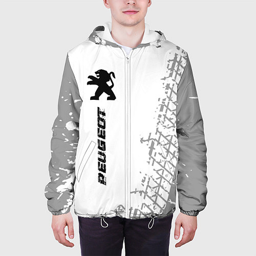 Мужская куртка Peugeot speed на светлом фоне со следами шин: по-в / 3D-Белый – фото 3
