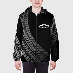 Куртка с капюшоном мужская Chevrolet tire tracks, цвет: 3D-черный — фото 2