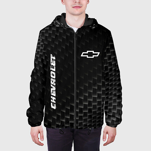 Мужская куртка Chevrolet карбоновый фон / 3D-Черный – фото 3