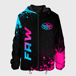 Куртка с капюшоном мужская FAW - neon gradient: надпись, символ, цвет: 3D-черный