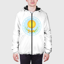 Куртка с капюшоном мужская Солнце и цветы, цвет: 3D-черный — фото 2