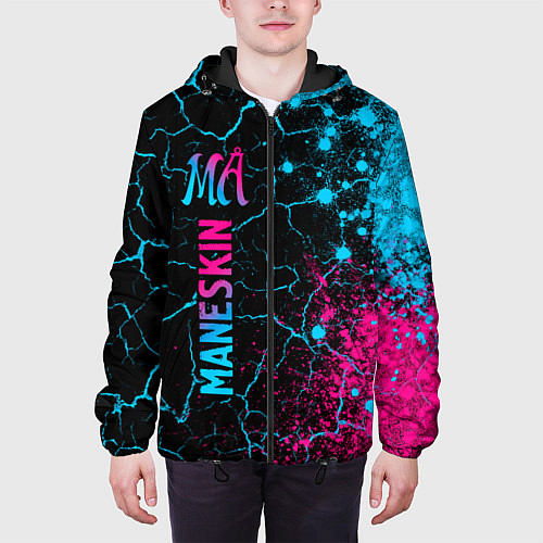 Мужская куртка Maneskin - neon gradient: по-вертикали / 3D-Черный – фото 3