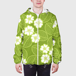 Куртка с капюшоном мужская Весенние цветы, цвет: 3D-белый — фото 2