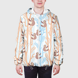 Куртка с капюшоном мужская Милые ленивцы, цвет: 3D-белый — фото 2