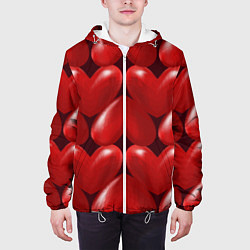 Куртка с капюшоном мужская Red hearts, цвет: 3D-белый — фото 2