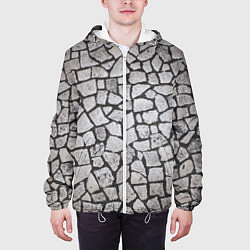 Куртка с капюшоном мужская Каменный серый паттерн, цвет: 3D-белый — фото 2