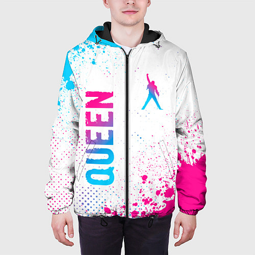 Мужская куртка Queen neon gradient style: надпись, символ / 3D-Черный – фото 3