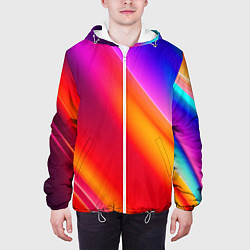 Куртка с капюшоном мужская Неоновая радуга, цвет: 3D-белый — фото 2