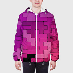 Куртка с капюшоном мужская Фиолетовые текстуры, цвет: 3D-белый — фото 2