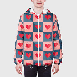 Куртка с капюшоном мужская Pettern hearts, цвет: 3D-белый — фото 2