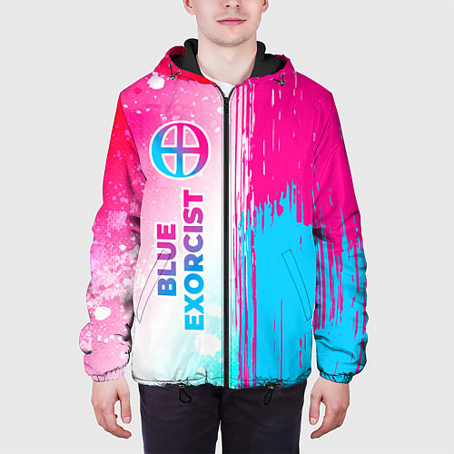 Мужская куртка Blue Exorcist neon gradient style: по-вертикали / 3D-Черный – фото 3