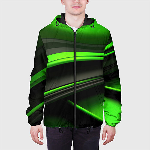Мужская куртка Black green textureпоп / 3D-Черный – фото 3