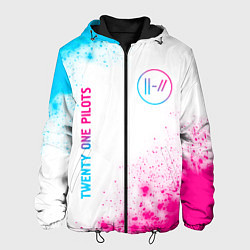 Куртка с капюшоном мужская Twenty One Pilots neon gradient style: надпись, си, цвет: 3D-черный