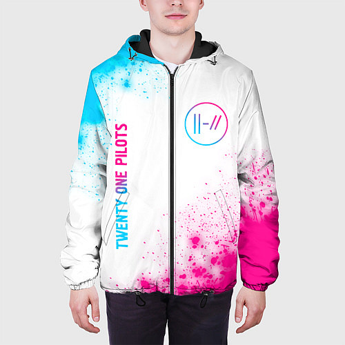 Мужская куртка Twenty One Pilots neon gradient style: надпись, си / 3D-Черный – фото 3