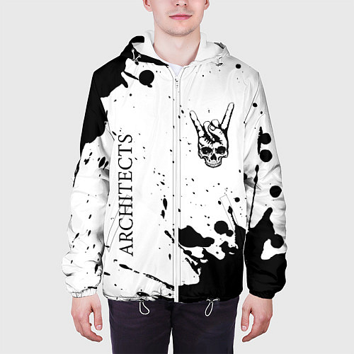 Мужская куртка Architects и рок символ на светлом фоне / 3D-Белый – фото 3