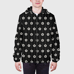Куртка с капюшоном мужская Японский узор цветов, цвет: 3D-черный — фото 2