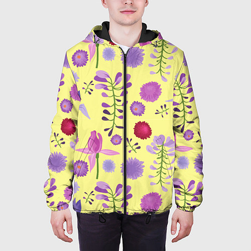 Мужская куртка Фиолетовый цветник / 3D-Черный – фото 3