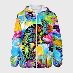 Куртка с капюшоном мужская Маскировка хамелеона на фоне ярких красок, цвет: 3D-белый