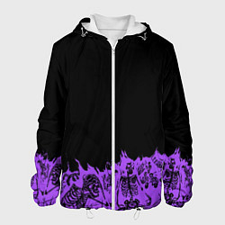 Куртка с капюшоном мужская Скелеты в неоновом огне, цвет: 3D-белый