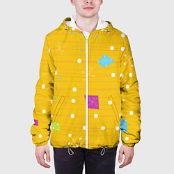 Куртка с капюшоном мужская Yellow abstraction, цвет: 3D-белый — фото 2