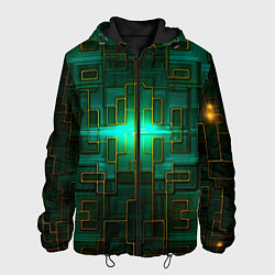 Куртка с капюшоном мужская Тёмно-зелёная электросхема, цвет: 3D-черный