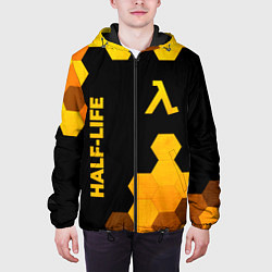 Куртка с капюшоном мужская Half-Life - gold gradient: надпись, символ, цвет: 3D-черный — фото 2