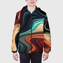 Куртка с капюшоном мужская Малахитовая, цвет: 3D-черный — фото 2