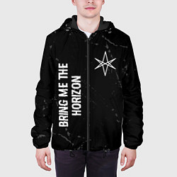 Куртка с капюшоном мужская Bring Me the Horizon glitch на темном фоне: надпис, цвет: 3D-черный — фото 2