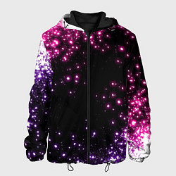 Куртка с капюшоном мужская Неоновые звезды - neon, цвет: 3D-черный