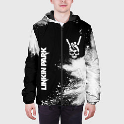 Куртка с капюшоном мужская Linkin Park и рок символ на темном фоне, цвет: 3D-черный — фото 2