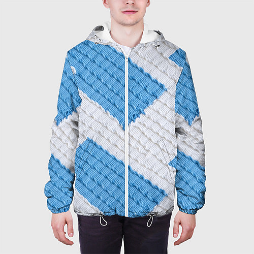 Мужская куртка Вязаная текстура / 3D-Белый – фото 3