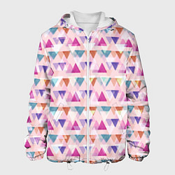 Куртка с капюшоном мужская Цветные треугольники, цвет: 3D-белый