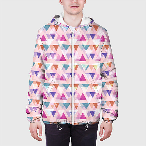 Мужская куртка Цветные треугольники / 3D-Белый – фото 3
