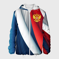 Куртка с капюшоном мужская Герб России абстракция, цвет: 3D-белый