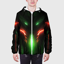 Куртка с капюшоном мужская Абстракция и зеленое свечение, цвет: 3D-белый — фото 2