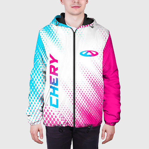 Мужская куртка Chery neon gradient style: надпись, символ / 3D-Черный – фото 3