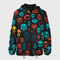 Куртка с капюшоном мужская Skull party, цвет: 3D-черный